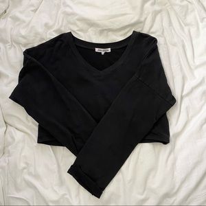 Joah brown v-neck cropped sweatshirt black one size